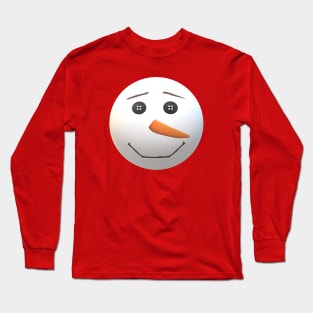 Happy Snowman Face (Red Background) Long Sleeve T-Shirt